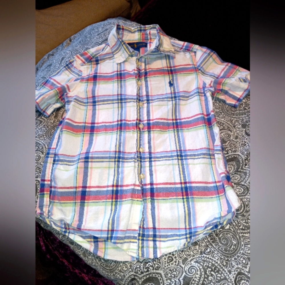 Boys Polo checkered button up shirt